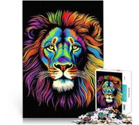Puzzle 1000 pièces pour Adolescents Lion néon coloré Jouets de Divertissement Familial Décoration d'intérieur et Cadeaux Uniques 50x70cm