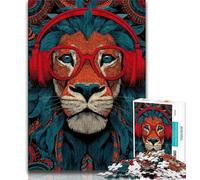 Puzzle 1000 pièces pour Adolescents, Lion Portant Un Casque, pour Jeu éducatif, défi, Cadeau d'anniversaire Unique pour Les 14 Ans et Plus 38x26cm