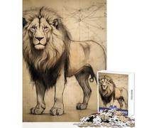 Puzzle 1000 pièces pour Adolescents Lion Style Léonard de Vinci Jeu éducatif pour Femmes et Hommes Jeu Impossible Chaque pièce est Unique Dimensions 38x52cm
