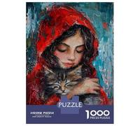 Puzzle 1000 Pièces pour Adolescents Little Red Riding Hood Painting Casse-têtes pour Adolescents Analyse Et Logique Interaction Parent-Enfant Jeu Stimulant Jouets 52x38cm/1000pcs
