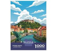 Puzzle 1000 Pièces pour Adolescents Ljubljana, Slovenia Travel Puzzle pour Adolescents Améliore La Mémoire Défi À Réaliser Amusant en Famille Et Soirée Jeux 52x38cm/1000pcs