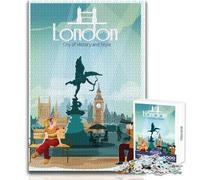Puzzle 1000 pièces pour Adolescents - Londres, Histoire et Voyage - Design élégant - Jeu pour améliorer la mémoire - Cadeau d'anniversaire - Dimensions : 50x75cm