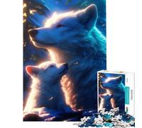 Puzzle 1000 pièces pour Adolescents Loup Arctique et Son Petit décoration Murale pour Toute la Famille (38x26cm)