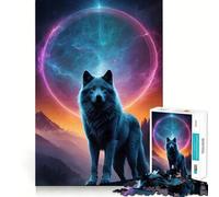 Puzzle 1000 pièces pour Adolescents Loup Astral,Jeu de réflexion Artistique sans Couture,Cadeau pour se détendre,Jouer,Noël et Loisirs créatifs (38x26cm)
