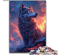 Puzzle 1000 pièces pour Adolescents Loup au Coucher du Soleil, Jouets éducatifs, Anti-Stress, renforce l'amour Entre Couples, 38x26cm