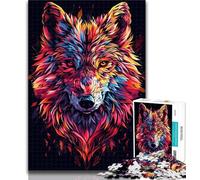 Puzzle 1000 pièces pour Adolescents, Loup coloré, 1000 pièces pour Adultes et Adolescents Relax Games est Un pour Toute la Famille 50x75cm