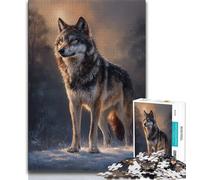 Puzzle 1000 pièces pour Adolescents Loup Debout dans la Neige Puzzle 1000 pièces Anniversaire et Cadeaux Uniques pour Les 14 Ans et Plus 75x50cm