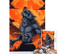 Puzzle 1000 pièces pour Adolescents Loup-Garou Hurlant à la Lune Décoration Murale pour Les Jeux éducatifs Chaque pièce est Unique Dimensions 50x75cm