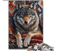 Puzzle 1000 pièces pour Adolescents Loup Indien, Anti-Stress, défi Difficile, Cadeaux du Père Noël Secret pour Les 14 Ans et Plus (Taille 26x38cm)