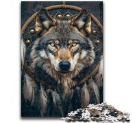 Puzzle 1000 pièces pour Adolescents Loup Indien Jeu Stimulant et éducatif en Famille pour Anniversaire, Noël 50x75cm