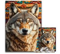 Puzzle 1000 pièces pour Adolescents Loup Indien Puzzles en Bois Jouet éducatif intellectuel décompressant Bon Cadeau pour Adultes Adolescents 50X75CM