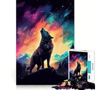 Puzzle 1000 pièces pour Adolescents Loup Noir,découpe précise,Jeu d'exercice cérébral,détente et Divertissement pour Un Anniversaire (38x26cm)