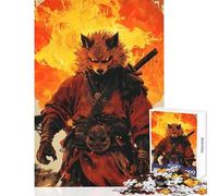 Puzzle 1000 pièces pour Adolescents Loup Samouraï Guerrier Jeu Pratique Cadeau d'anniversaire Décoration Parfaite (50x75cm)