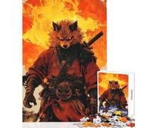 Puzzle 1000 pièces pour Adolescents Loup Samouraï Guerrier Jouet éducatif Cadeau d'anniversaire Apprentissage et éducation (38x26cm)