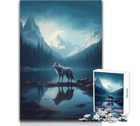 Puzzle 1000 pièces pour Adolescents Loup Solitaire dans Un lac, Casse-tête, Jeu Familial, décoration intérieure, Jouet Anti-Stress, Dimensions:38x26cm