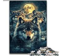 Puzzle 1000 pièces pour Adolescents Loup sous la Lune, Jouet éducatif idéal comme Cadeau pour Toute la Famille à partir de 14 Ans (Taille 26x38cm)