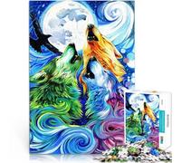 Puzzle 1000 pièces pour Adolescents Loups Arc-en-Ciel hurlants pour Le Jeu éducatif Challenge Toy Jeu de défi Unique 75x50cm