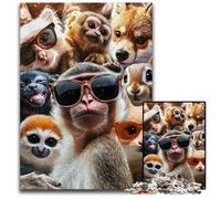 Puzzle 1000 pièces pour Adolescents Lunettes de Soleil Singe Puzzles en Carton Intéressant pour réduire Le Stress, Idées Cadeaux pour Les 14 Ans et Plus 26x38cm