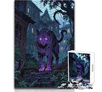 Puzzle 1000 pièces pour Adolescents « Lynx Violet dans la Nuit » - Jeu de détente pour Passer Le Temps - Cadeau pour Femmes et Hommes (Taille 50x75cm)