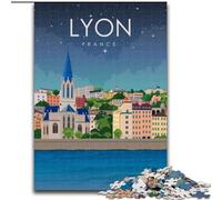 Puzzle 1000 pièces pour Adolescents Lyon France Voyage Art Jouets Jeux éducatifs Soulagement du Stress Décoration d'intérieur Unique et Cadeaux 50x75cm