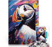 Puzzle 1000 pièces pour Adolescents Macareux Moine Peint Entraînez Votre Cerveau et Vos Mains Œuvre d'art 75x50cm