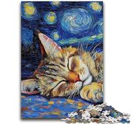 Puzzle 1000 pièces pour Adolescents Maine Coon Ciel Nocturne pour Les 14 Ans et Plus Jouet éducatif intellectuel décompressant Excellent Cadeau 26x38cm