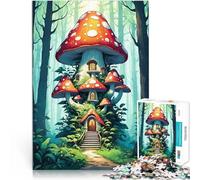 Puzzle 1000 pièces pour Adolescents Maison Champignon au Premier Plan Défi Difficile Convient pour la décoration de Bureau 50x70cm