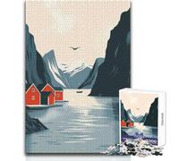 Puzzle 1000 pièces pour Adolescents « Maisons Rouges » de The Fjord Toy, Jeu intellectuel, idéal pour se détendre à la Maison ou comme Cadeau de Noël Secret Dimensions : 50x75cm