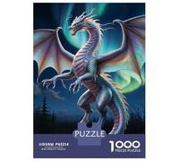 Puzzle 1000 Pièces pour Adolescents Majestic Dragon Under Aurora Borealis Puzzle pour Adultes Jeux Amusants Cadeaux pour Femmes pour Anniversaire, Noël 38x26cm/1000pcs