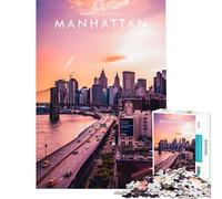 Puzzle 1000 pièces pour Adolescents Manhattan US Jouets Jeux éducatifs Jeu Pratique Cadeau d'anniversaire Cadeaux de Père Noël Secret (Taille 38x26cm)