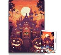Puzzle 1000 pièces pour Adolescents - Manoir hanté, Halloween - Apaisant et Relaxant - Jeu de précision - Dimensions:50x75cm