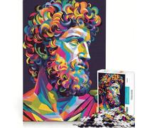 Puzzle 1000 pièces pour Adolescents Marc Aurèle Pop Art Coloré Jeu Impossible Difficile et Stimulant Cadeaux d'anniversaire et de Noël Uniques 38x52cm