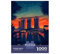 Puzzle 1000 Pièces Pour Adolescents Marina Bay Sands Singapore Puzzle Pour Adolescents - Niveau De Difficulté Élevé - Activités Amusantes À La Maison - Jouet Addictif Pour Développer La Patience 52x38