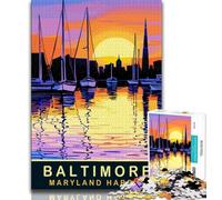 Puzzle 1000 pièces pour Adolescents Maryland Harbor Baltimore, défi Difficile et Anti-Stress, Cadeaux d'anniversaire pour Les Adolescents de 14 Ans et Plus 38x26cm