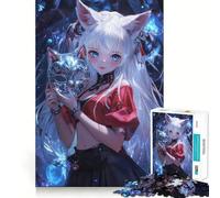 Puzzle 1000 pièces pour Adolescents Masque de Chat Enchantement Bords précis Art Entraînement Mental Jeu Amusant et Calme Cadeau d'anniversaire Artistique (38x52cm)