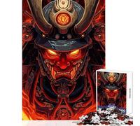 Puzzle 1000 pièces pour Adolescents Masque de feu Infernal Guerrier samouraï Jeux relaxants Défi Difficile Jouets Anti-Stress avec pièces de Formes aléatoires entièrement emboîtables (38x52cm)
