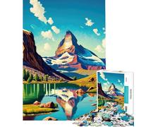 Puzzle 1000 pièces pour Adolescents Matterhorn Morning Bliss Motif Difficile et Stimulant Jeu Impossible à Assembler Convient aux Personnes de 14 Ans et Plus (38x26cm)