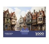 Puzzle 1000 Pièces pour Adolescents Medieval European Village Scene Puzzles pour Adultes, Jouet, Décoration Murale, Art Mural, Idéal comme Cadeau pour Toute La Famille 38x26cm/1000pcs