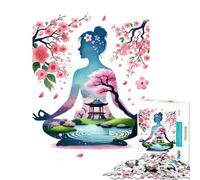 Puzzle 1000 pièces pour Adolescents méditation Zen avec Fleurs de Cerisier Aide à stimuler Le Cerveau décoration Murale Jouet adapté aux Personnes de 14 Ans et Plus (38x26cm)