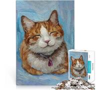 Puzzle 1000 pièces pour Adolescents Mème de Chat Souriant Bleu Entraînez Votre Cerveau et Vos Mains décoration Murale 52x38cm