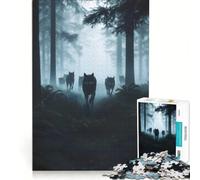 Puzzle 1000 pièces pour Adolescents Meute de Loups dans Une forêt brumeuse Jeux relaxants décoration d'intérieur idéal pour Un Bureau 38x52cm
