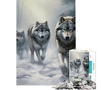 Puzzle 1000 pièces pour Adolescents Meute de Loups dans Une forêt enneigée Jeu éducatif et intellectuel Cadeau d'anniversaire Apprentissage et éducation (Dimensions 75x50cm)