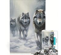 Puzzle 1000 pièces pour Adolescents Meute de Loups dans Une forêt enneigée Jeu Impossible activités Amusantes à la Maison Cadeaux d'anniversaire et de Noël Uniques 38x52cm