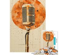 Puzzle 1000 pièces pour Adolescents Microphone rétro Cadeau d'anniversaire ou de Noël activité familiale Anti-Stress à partir de 14 Ans 38x52cm