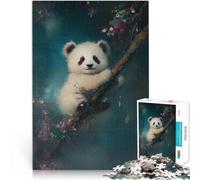 Puzzle 1000 pièces pour Adolescents Mignon Petit Panda Jouets de Divertissement Familial Liste de souhaits avec Le Père Noël 50x70cm