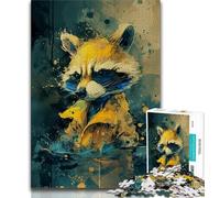 Puzzle 1000 pièces pour Adolescents, Mignon Petit Raton Laveur Jaune, Puzzle 1000 pièces, Jouet éducatif et décompressant, Cadeau d'anniversaire (Taille 75x50cm)
