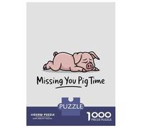 Puzzle 1000 Pièces pour Adolescents Missing You Pig Time Puzzle pour Adultes Décoration Murale Jouet mais Amusant Et Humoristique Cadeaux Uniques pour Anniversaire Et Noël 52x38cm/1000pcs