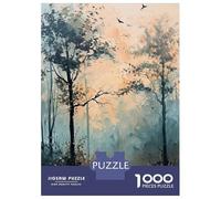 Puzzle 1000 Pièces pour Adolescents Misty Forest Painting with Birds Puzzles pour Adultes pour S'amuser en Famille Stimule Le Cerveau Jeu Au Design Élégant 52x38cm/1000pcs