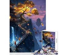 Puzzle 1000 pièces pour Adolescents Moines sur Un Chemin de Montagne avec lanternes Décoration intérieure Jouet Cadeau d'anniversaire Jeu de réflexion Stimulant et Relaxant Dimensions 38x26cm