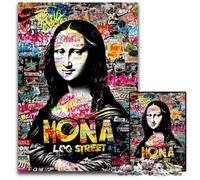 Puzzle 1000 pièces pour Adolescents Mona Lisa Graffiti Puzzle pour décoration d'intérieur Cadeaux, Jouet Familial Stimulant Parfait pour Les soirées de Jeux 26X38CM